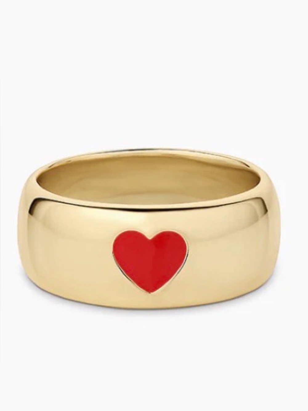 Gold Gorjana  Heart Band Ring with Red Enamel Heart size 6 ❤️